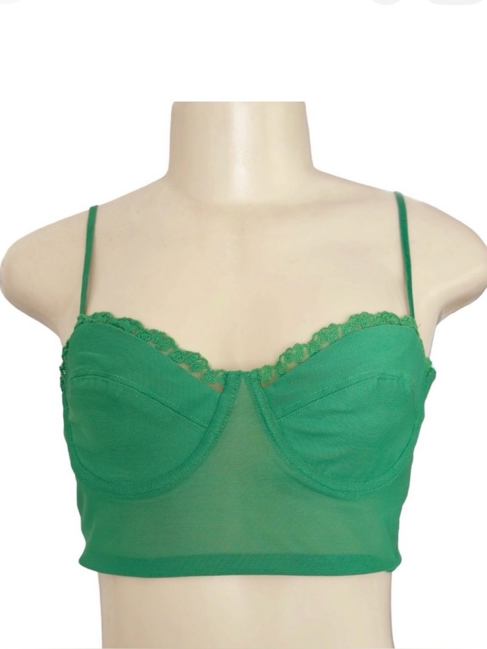 Adika Green Bustier Corset‎ Mesh Bra Top